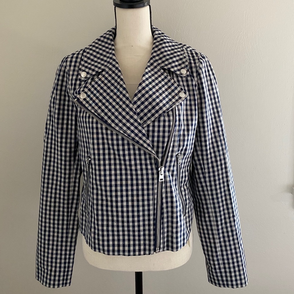 JCREW NWT Gingham Moto jacket! Never worn!!